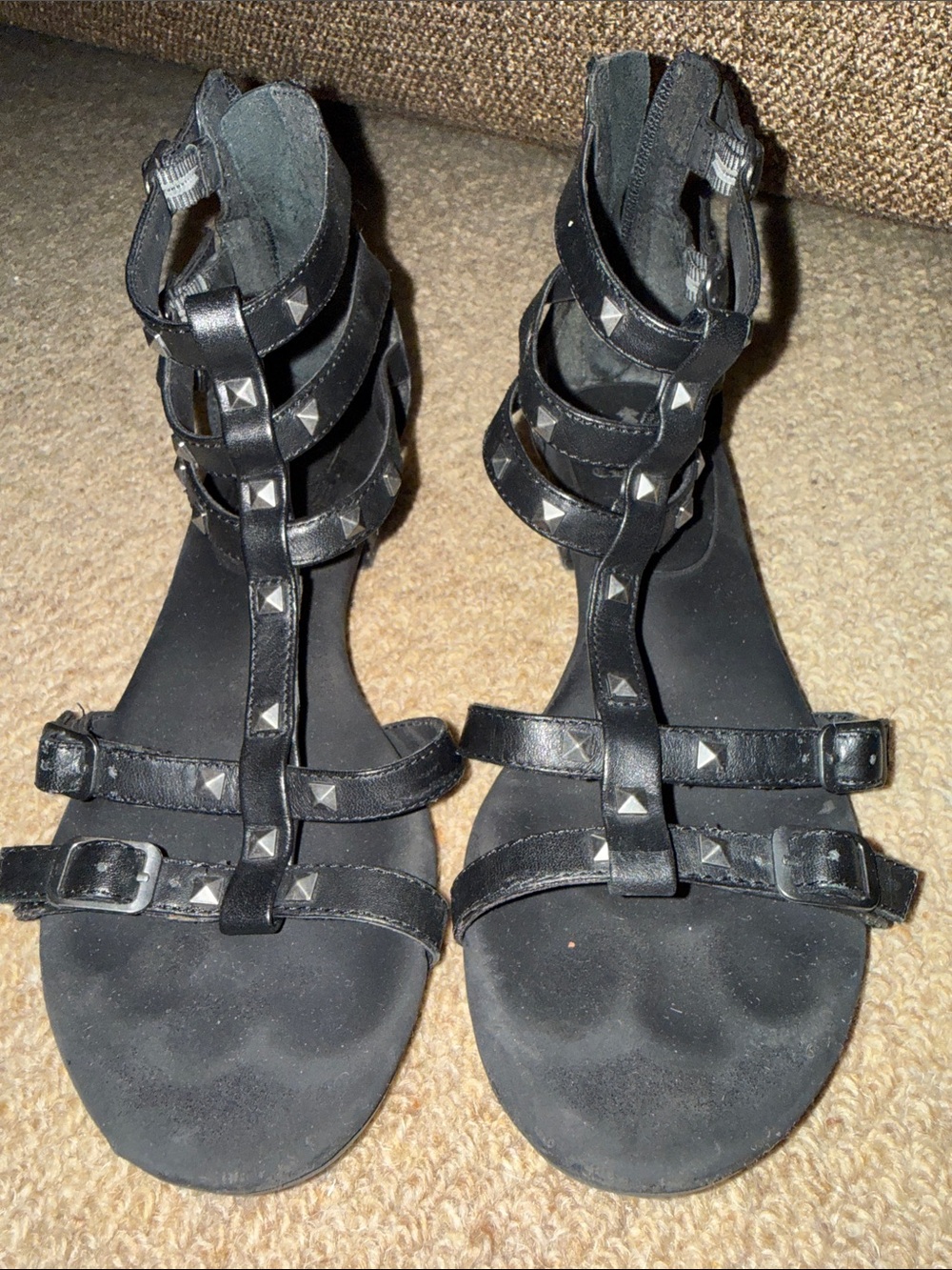 Black Studded Gladiator Sandals 7